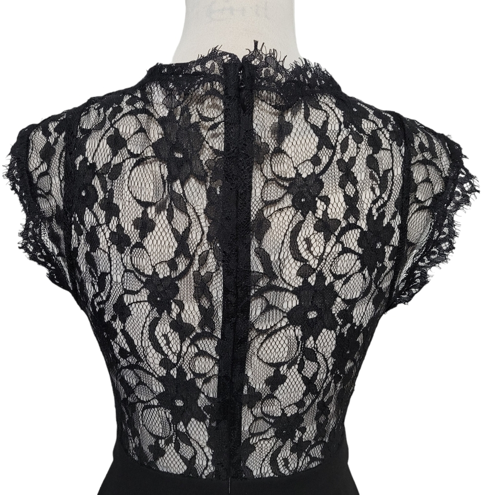 BCBGeneration Women Black Lace Back V-Neck Pleated Back Zip Mini Dress SZ 4 - Picture 5 of 9